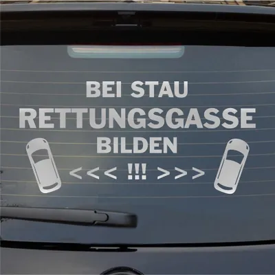Produktbild von Heckscheibenaufkleber Bei Stau Rettungsgasse bilden 55x26 cm Silber Auto Aufkleber Sticker
