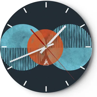 Produktbild von Wanduhr - Rund - Glasuhr - Abstraktion Räder Gürtel - 40x40cm - Schleichendes Uhrwerk - Lautlos - zum Aufhängen bereit - Dekoration Modern - Wanddekoration aus Glas - C3AR40x40-4670