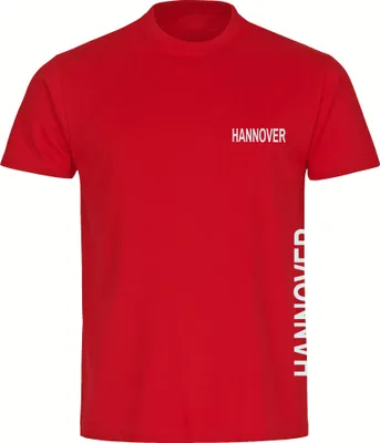 Produktbild von multifanshop Herren T-Shirt - Hannover - Brust & Seite, rot, Größe XL
