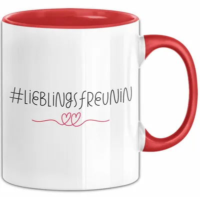 Produktbild von Tasse ValentinstagsGrafik mit Herzen und Lieblingsfreundin Geschenk für sie (Rot)