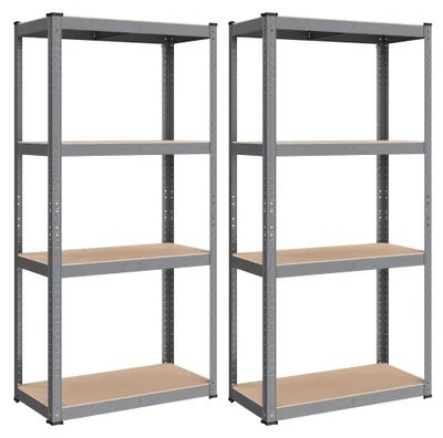 Produktbild von SONGMICS Schwerlastregal, 2er Set, Kellerregal, Lagerregal, 40 x 80 x 160 cm, Regal mit Stahlgestell, bis 520 kg belastbar, 4 verstellbare Ablagen, grau GLR044G02