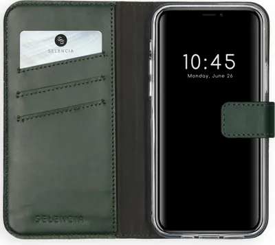 Immagine prodotto di Custodia a libro in vera pelle Selencia per iPhone 12 (Pro) - Verde