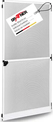 Produktbild von Grafner Insektenschutz Tür 95 x 210 cm Fliegengitter mit Alurahmen, individuell zuschneidbar, Fiberglas-Gewebe, Fliegengitter Fliegenschutz Insektenschutz Balkontür Weiß