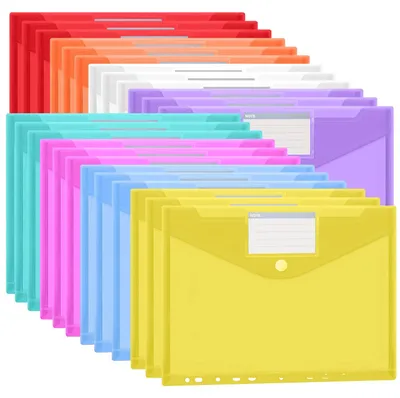Produktbild von A4-Dokumentenmappe mit 24 Fächern, 8 Farben, mit Klettverschluss, 11 Perforationen und Etikettenfach, transparente Mappe für Ringbuchsysteme – wasserdicht
