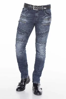 Produktbild von CD382 Herren Slim-fit-Jeans im modischen Bikerstil