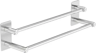 Imagen del producto de Soporte para toallas de acero inoxidable, de 2 barras, para montaje en pared, 60 cm, color plateado