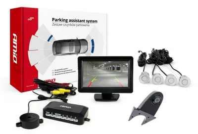 Image de Kit de capteurs de stationnement TFT01 4,3" avec caméra HD-502-IR 4 capteurs argentés