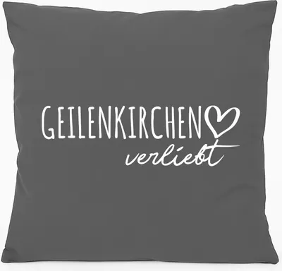 Produktbild von Huuraa Kissen Geilenkirchen verliebt 40x40cm mit Füllung Steel Grey Baumwolle Dekokissen Geschenkidee