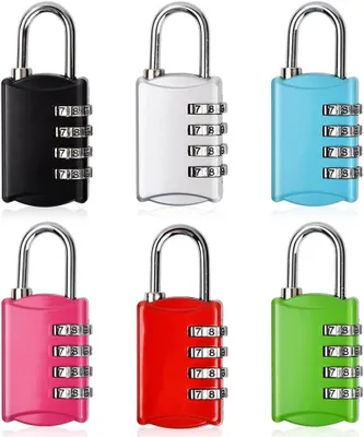 Produktbild von 6 Stück Zahlenschloss mit 4-stelligem Code, wetterfestes Vorhängeschloss aus Zinklegierung für Türen, Schließfächer, Garagen und Fitnessstudios