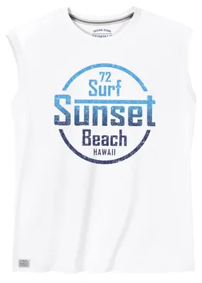 Produktbild von Redfield Übergrößen Muskelshirt Print Sunset weiß