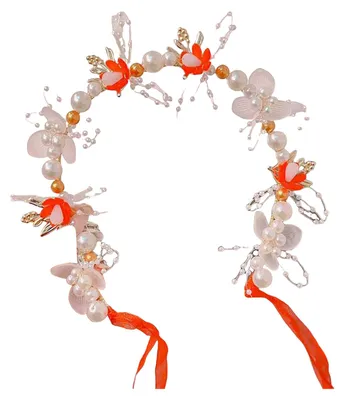 Produktbild von Haarreif mit floralem Schmetterlingsdesign, verstellbarem Band, Damenhaarreif im griechischen Bohème-Stil mit Kunstperlen und Zirkonia, ideal für Hochzeiten, Brautjungfern und als Feen-Haarreif.