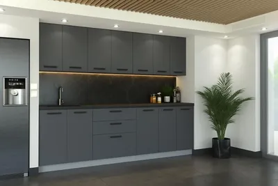 Produktbild von ULWEHOME | Küchenzeile 260 cm Anthrazit, Küchenmöbel-Set mit Arbeitsplatten 2,6 m, Küchenblock, Spülenschrank, Schubladenschrank, Oberschränke