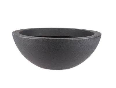 Produktbild von BigDean XXL Pflanzschale Wasserschale Ø 52 cm Höhe ca. 19 cm - Brunnenschale für Miniteich - Stabiler Kunststoff - Anthrazit Stein-Optik - Abfließen möglich - Grabschale