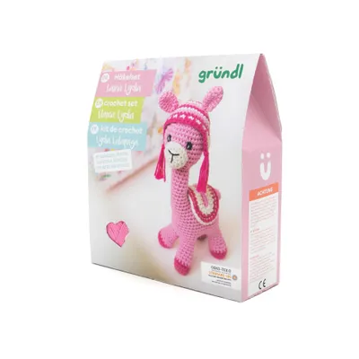 Produktbild von Gründl Häkelset kpl. Waschbär, Lama, Faultier oder Dino, alles dabei Set 2 Lama Lydia