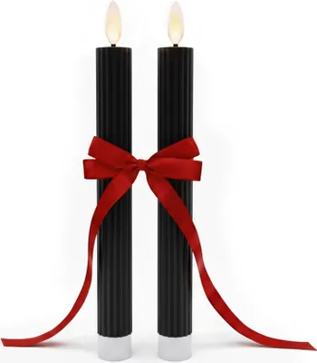 Image de Bougies coniques LED, cire véritable, lot de 2, fonction minuterie