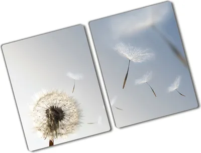 Produktbild von Tulup Glas Herdabdeckplatte - 2x40x52 cm - Glaskeramikkochfeld-Abdeckung Spritzschutz Glasabdeckplatte Kochplattenabdeckung und Schneidebrett - Zweiteilig - Blumen & Pflanzen - Pusteblume - Blau