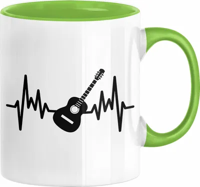Produktbild von Gitarrist Geschenk Tasse für Gitarrenspieler Männer Geschenkidee Herzschlag Gitarre Kaffee-Becher (Grün)