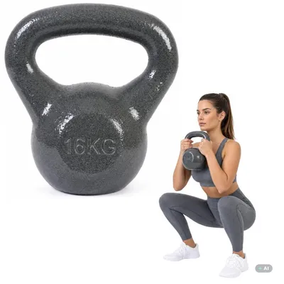 Obrázek produktu pro Kettlebell 16 kg litinová činka, činka na švih, trénink, silový trénink, fitness