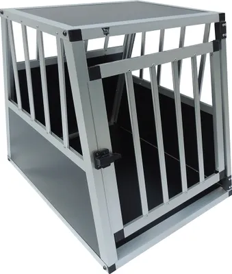 Produktbild von SPOCADO "Villa" Hundetransportbox | 69 x 60 x 54 cm | 8 kg | Aluminium & MDF | Stabile Kunststoffecken | Witterungsbeständig | schwarz/grau | SCO-6
