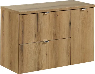 Zdjęcie produktu dla Szafka Łazienkowa 90 Cm Dąb Z Blatem I Koszem Na Pranie