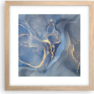 Produktbild von Gerahmtes Poster - Rahmen in heller Eiche - Gold Blau Farbe - 30x30 cm - Wand Bild - Wanddeko - Wandbilder - Kunstposter - Wandposter - Bilderrahmen - Bilder - Kunstdruck - P2NAC30x30-5029