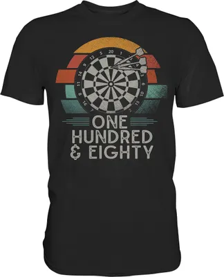 Produktbild von Vintage Triple 20 Dartscheibe Einhundertachtzig 180 Dart T-Shirt – Black / L