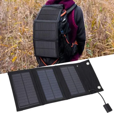 Produktbild von Tragbares Solarladegerät, faltbare Panel, Power Bank, 15 W, wasserdicht, Tourismuswanderung, Camping im Freien