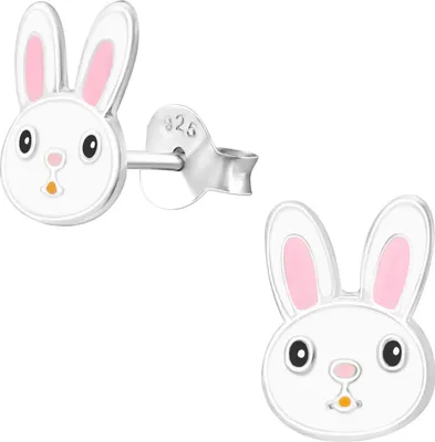 Produktbild von Kinder Ohrringe Ohrstecker 925 Sterling Silber mit Hasenkopf