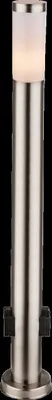 Produktbild von Globo Lighting Außenleuchte Edelstahl, Kunststoff opal, IP44, mit 2 Steckdosen im Sockel, ø: 131mm, H: 1100mm, exkl. 1x E27 23W 230V