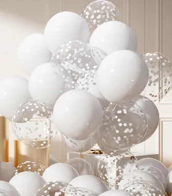 Konfetti-Ballons, 42 Stück, 30,5 cm, weiß, mit Helium befüllbar