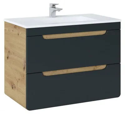 Image de Ensemble sous-vasque + vasque - Noir - 80 cm - Archipel Cosmos