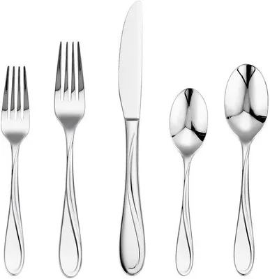 Produktbild von 45-teiliges Stahlbesteckset, Essenssicher, Geschirrspülerfest, für 8 Personen, inkl. Gabel, Löffel und Messer