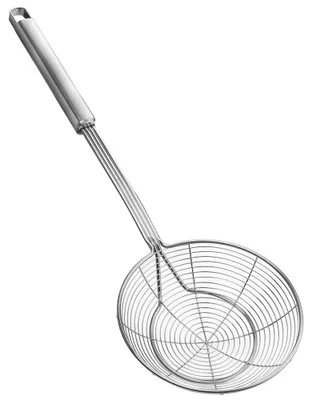 Produktbild von Schöpflöffel Edelstahl - Spinnenweb Sieblöffel - Küchenlöffel - Schaumkelle - Frittieren - Durchmesser 14 cm