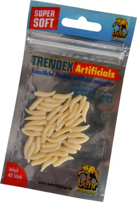 Produktbild von Behr 40 künstliche Maden - Gummimaden Forellenköder, Farbe:Natur-Weiss