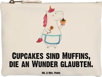 Produktbild von Mr. & Mrs. Panda Federmappe Einhorn Küche Grösse XL Große - Weiß - Geschenk, Pouch, Unicorn, Etui, Einhörner, Schlampermäppchen, Kosmetiktasche, Kuchen, Mäppchen, Torte