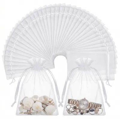 Image de Solidchoice - 100 petits sacs en organza - Sacs de protection pour les fruits avec cordon de serrage - Protection pour les fruits