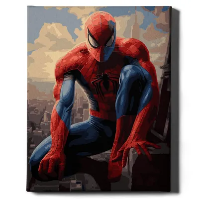 Produktbild von Oh Art! – Malen nach Zahlen Set Spiderman Marvel – 40x50cm, mit Holzrahmen und Pinseln DIY
