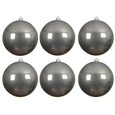 Produktbild von 6 x Weihnachtskugeln aus Kunststoff zum Hängen für den Außenbereich - Frost und Wetterfest - Outdoor Weihnachtkugeln - Christbaumkugeln draußen Ø 14cm
