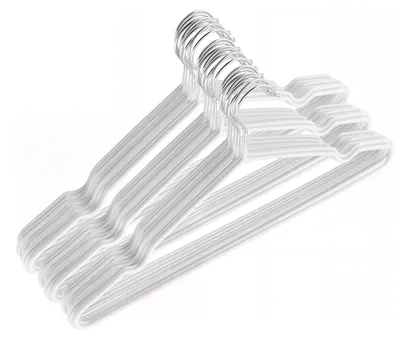 Obrázek produktu pro Věšáky na oblečení, 40 cm, 60 kusů, bílé barvy, s protiskluzovou úpravou, vhodné pro kabáty