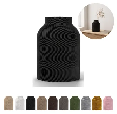 Immagine prodotto di Vaso decorativo Luna 17,2 cm, righe ondulate in PLA – Nero