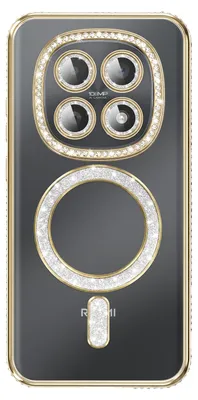 Image de Coque de protection Avizar pour Redmi Note 15, compatible MagSafe, avec strass et détails dorés