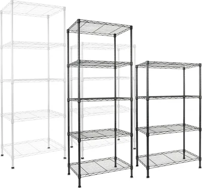Zdjęcie produktu dla Regał metalowy Rocky malowany proszkowo na kolor czarny 5 półek 90 x 60 x 200 cm