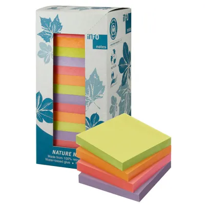 Produktbild von inFO notes Recycling Haftnotizen Nature, 75 x 75 mm, 16er