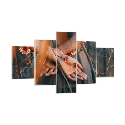 Produktbild von Bilder auf glas - 5 Teile - Frau Hände Wiese - 125x70cm - Glasbilder - Wandbilder - Bilder - zum Aufhängen bereit - Wanddekoration aus Glas - Glas Bilder - Wandbild auf Glas - GEA125x70-5126