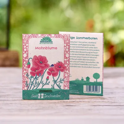 Produktbild von Saatgut Mohnblume – samenfestes Klatschmohn Saatgut für Garten & Balkon – nachhaltige Verpackung aus Zuckerrohrpapier – ideal als Geschenk für Naturfreunde & Blumenliebhaber