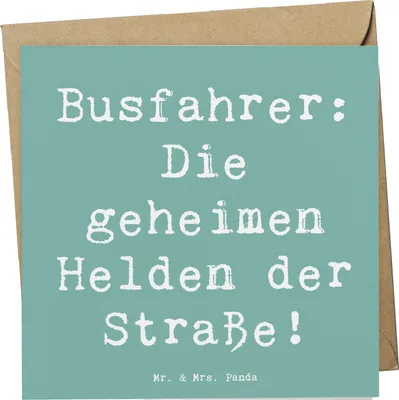 Produktbild von Mr. & Mrs. Panda Grußkarte Spruch Busfahrer Helden - Meeresbrise - Geschenk, faltkarte, Bedanken, Wertschätzung, Aufmerksamkeit, Danke sagen, Aufmerksamkeiten, Geduld