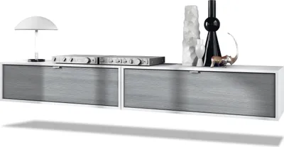 Produktbild von Vladon 2er-Set TV Board Lana 100,  Germany, Lowboards je 100 x 29 x 37 cm mit viel Stauraum, Korpus in Weiß matt, Fronten in Avola-Anthrazit | Große Farbauswahl