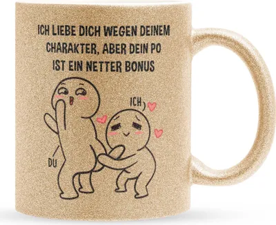 Produktbild von 22Feels Glitzertasse Gold Paar Jahrestag Geschenk Hochzeitstag Ehefrau Ehemann Valentinstag Sie Ihn Freund Freundin Geburtstag Weihnachten Liebe Paar Geschenkidee Bürotasse