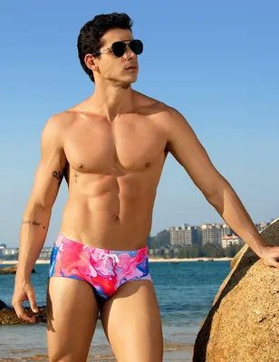Imagen del producto de Pantalones de baño para hombre, tipo bóxer corto, de colores variados, con cordón ajustable, ideales para nadar