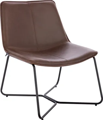 Image de SVITA RON Fauteuil lounge Fauteuil club sans accoudoirs Structure métallique aspect cuir brun